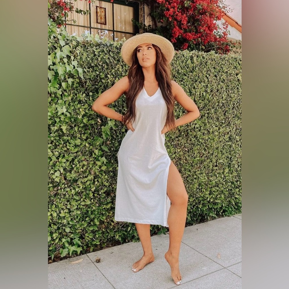 White Sleeveless Swim Cover-Up Dress